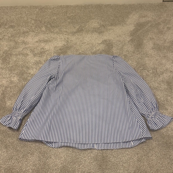 Tuckernuck Easton Blouse Blue & White Stripes size XS Like New - Picture 5 of 10